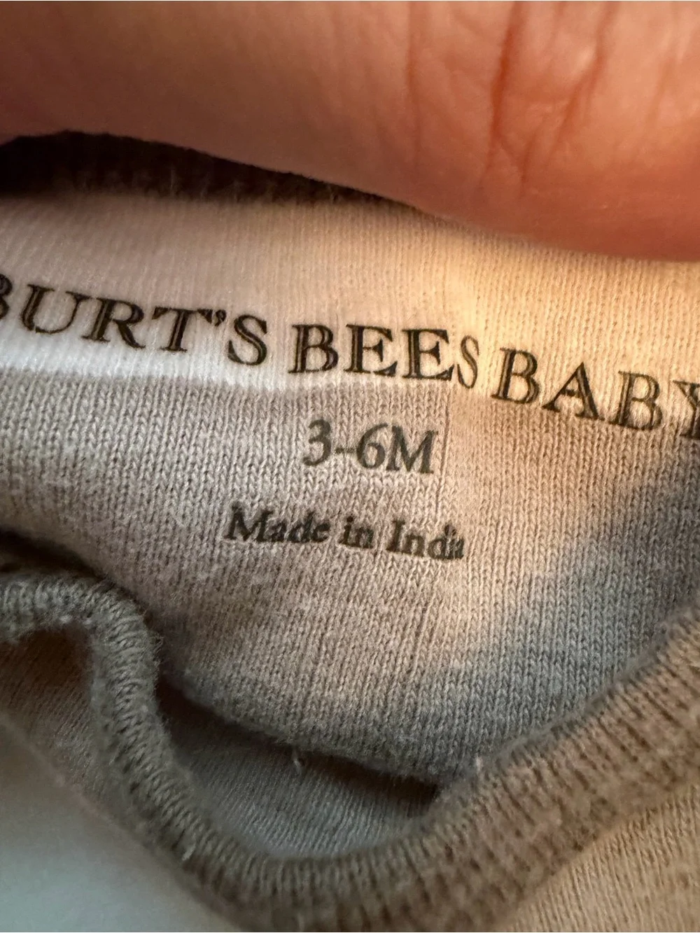 Burt's Bees Gray and White Striped Baby One-Piece with Bib